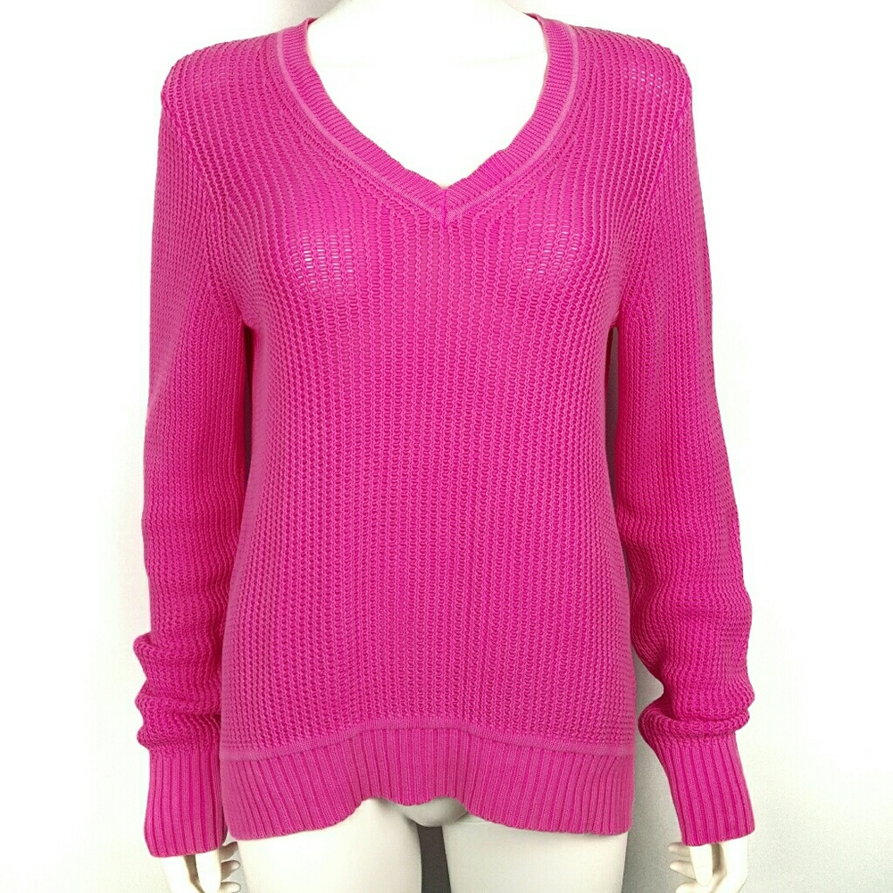 J Crew Over Sized Pink Open knit Sweater